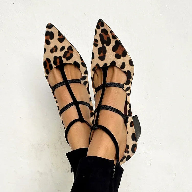 Bridget | Leopard Strap Ballet Heels
