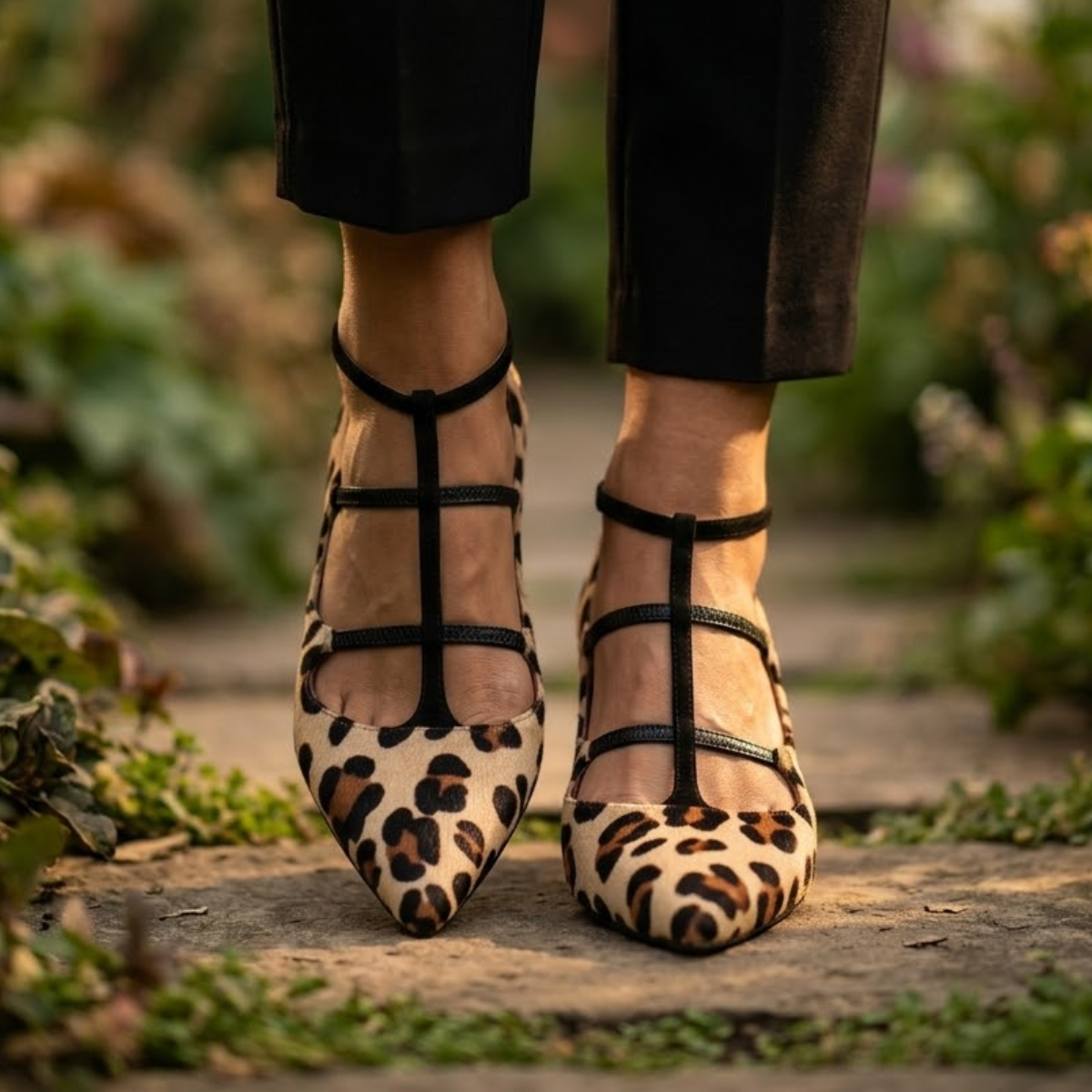 Bridget | Leopard Strap Ballet Heels