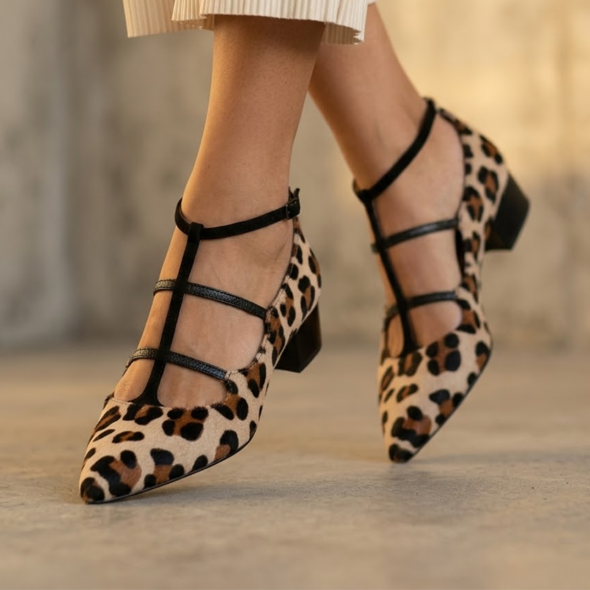 Bridget | Leopard Strap Ballet Heels