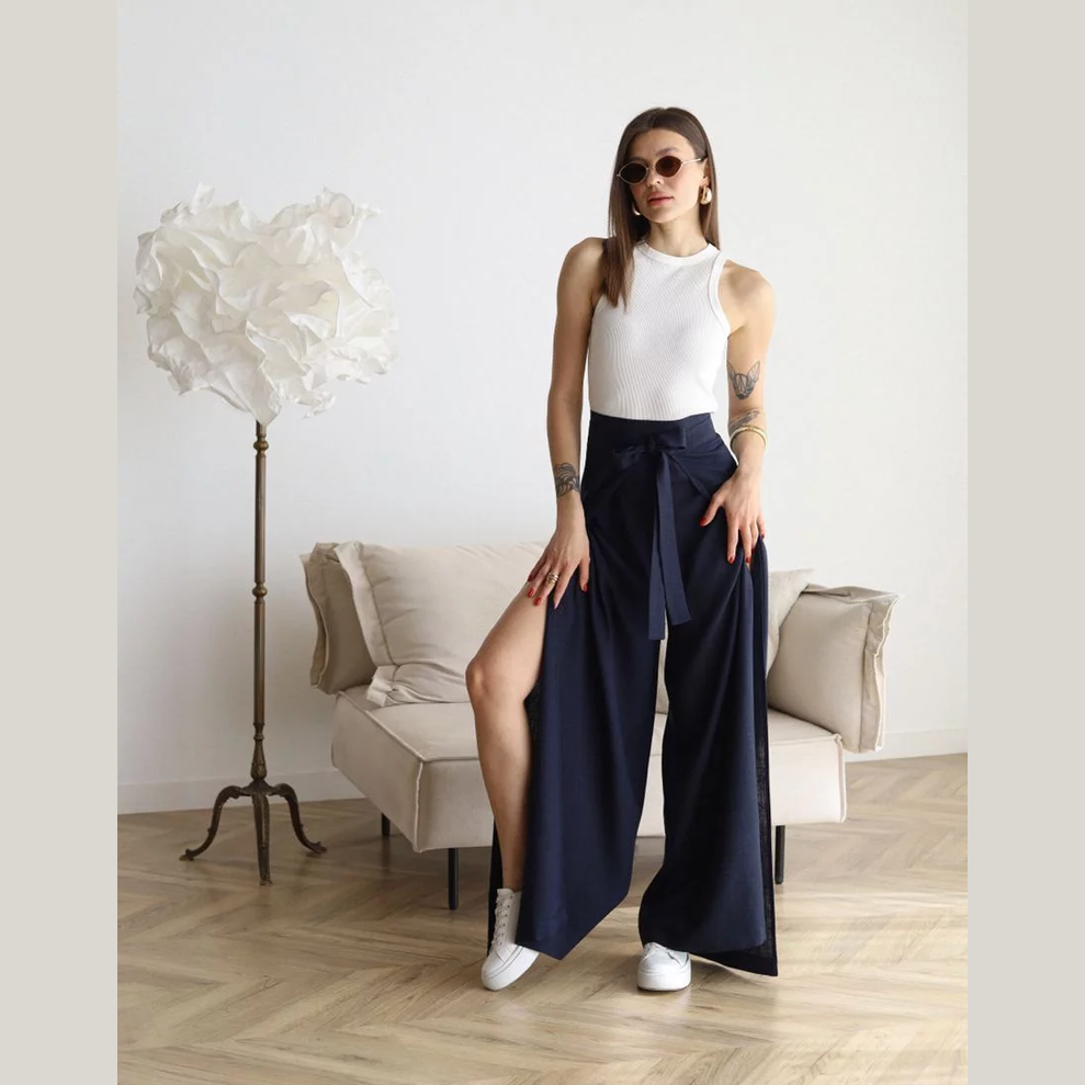 Isolde | Wide-Crop Linen Trousers