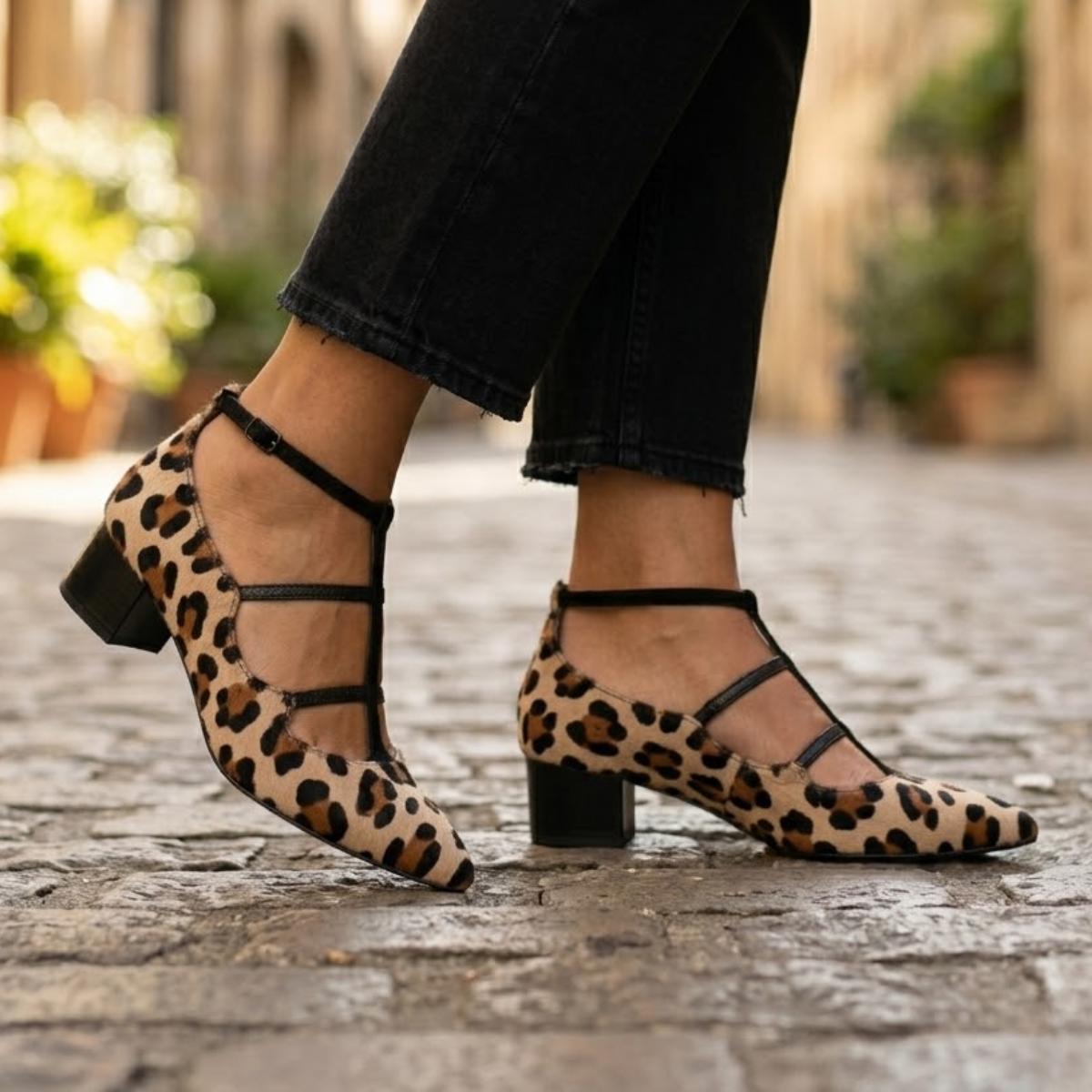 Bridget | Leopard Strap Ballet Heels