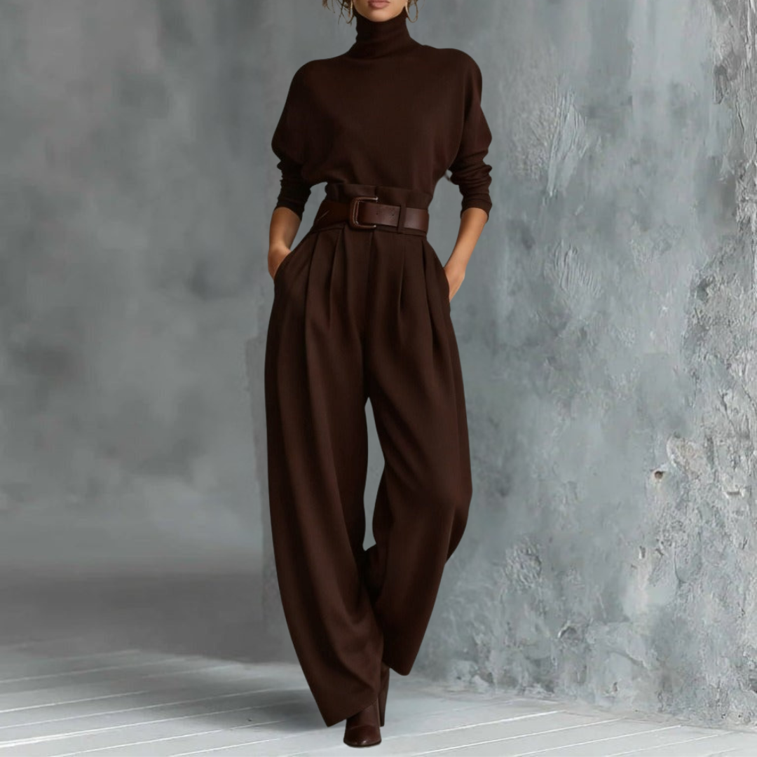 Juliet | Turtleneck Top & Straight-Leg Trousers Set