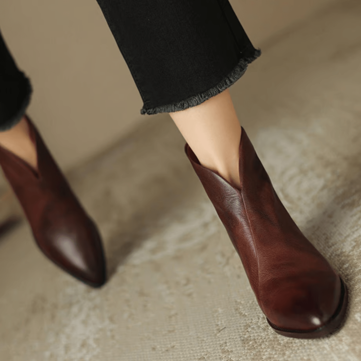 Camille | Luxury Ankle Boots with Low Heel