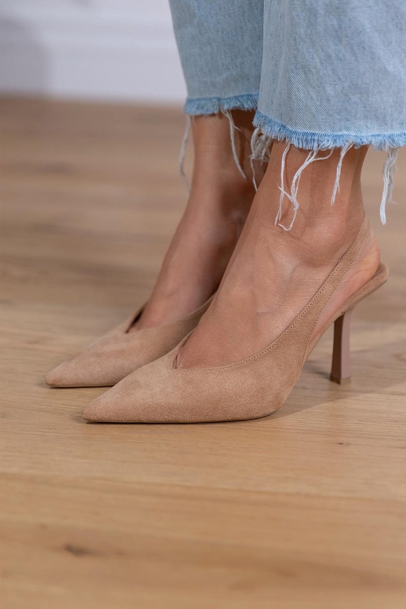 Lydia | Suede Slingback Heels