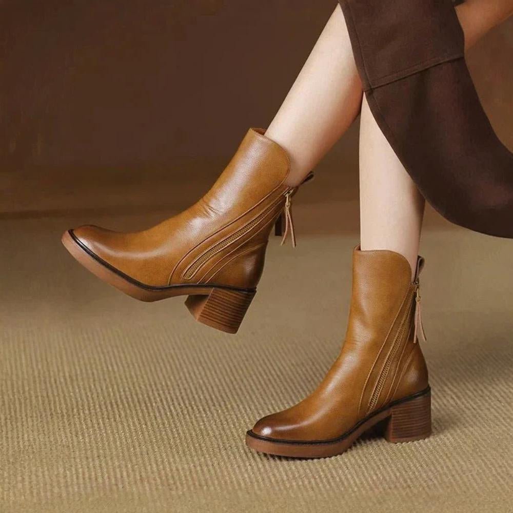 Martina | Classic Leather Heel Boots